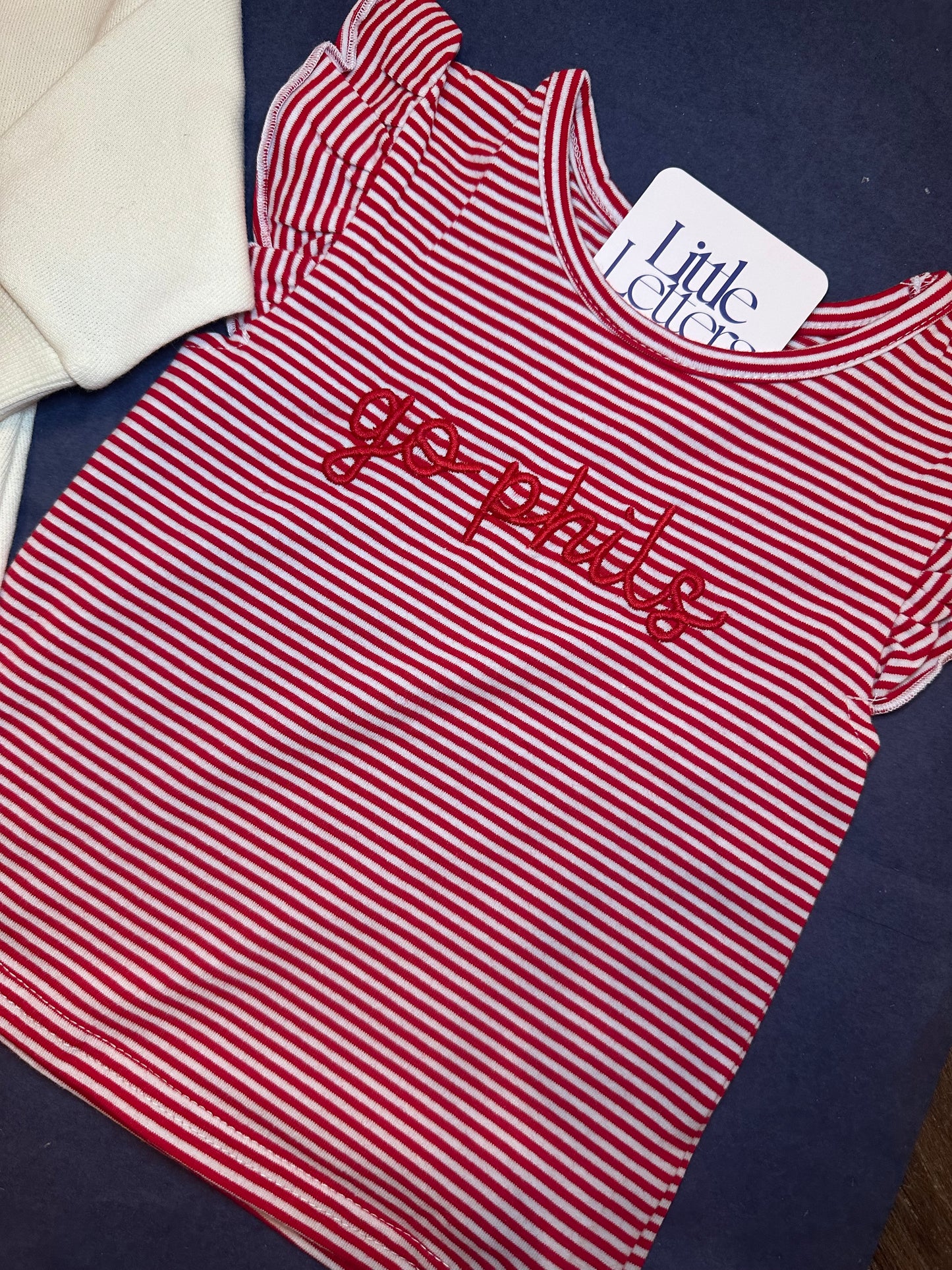 Phillies Knit Stripe Flutter Tee