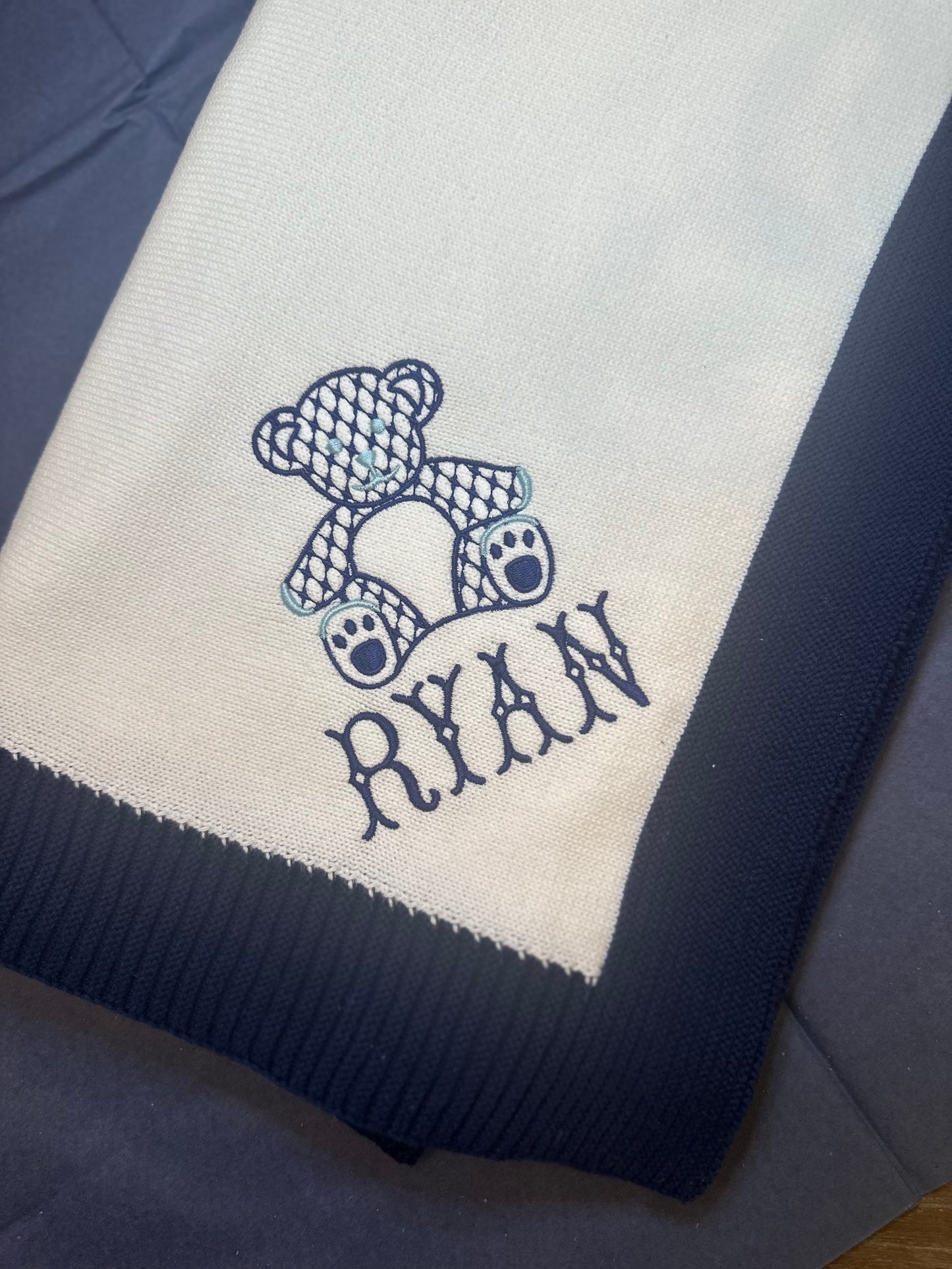 Knit Blanket with Border