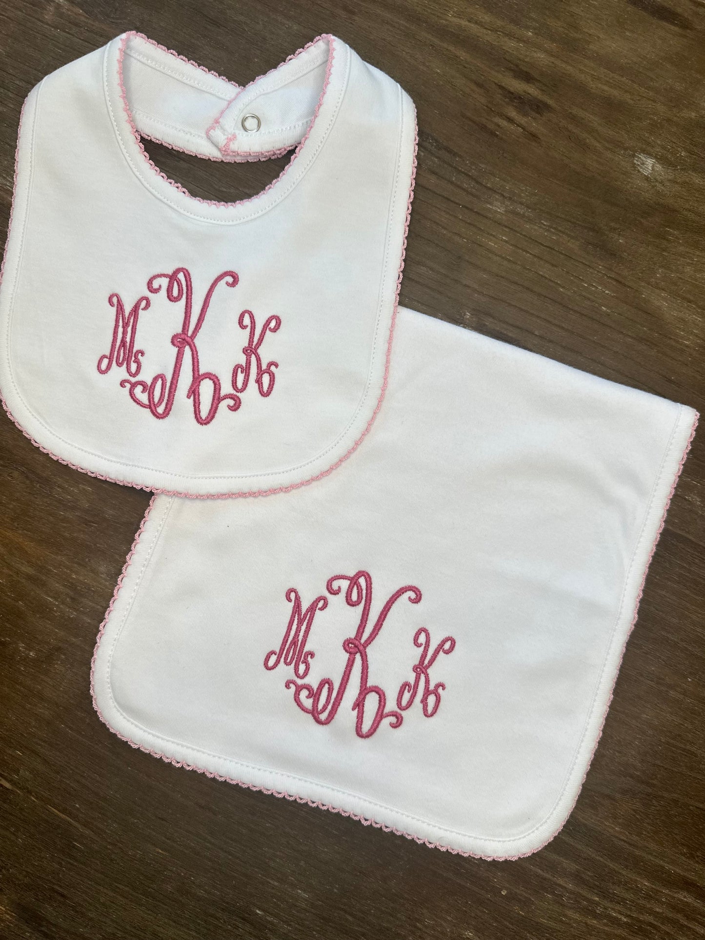 Picot Bib & Burp Cloth Bundle
