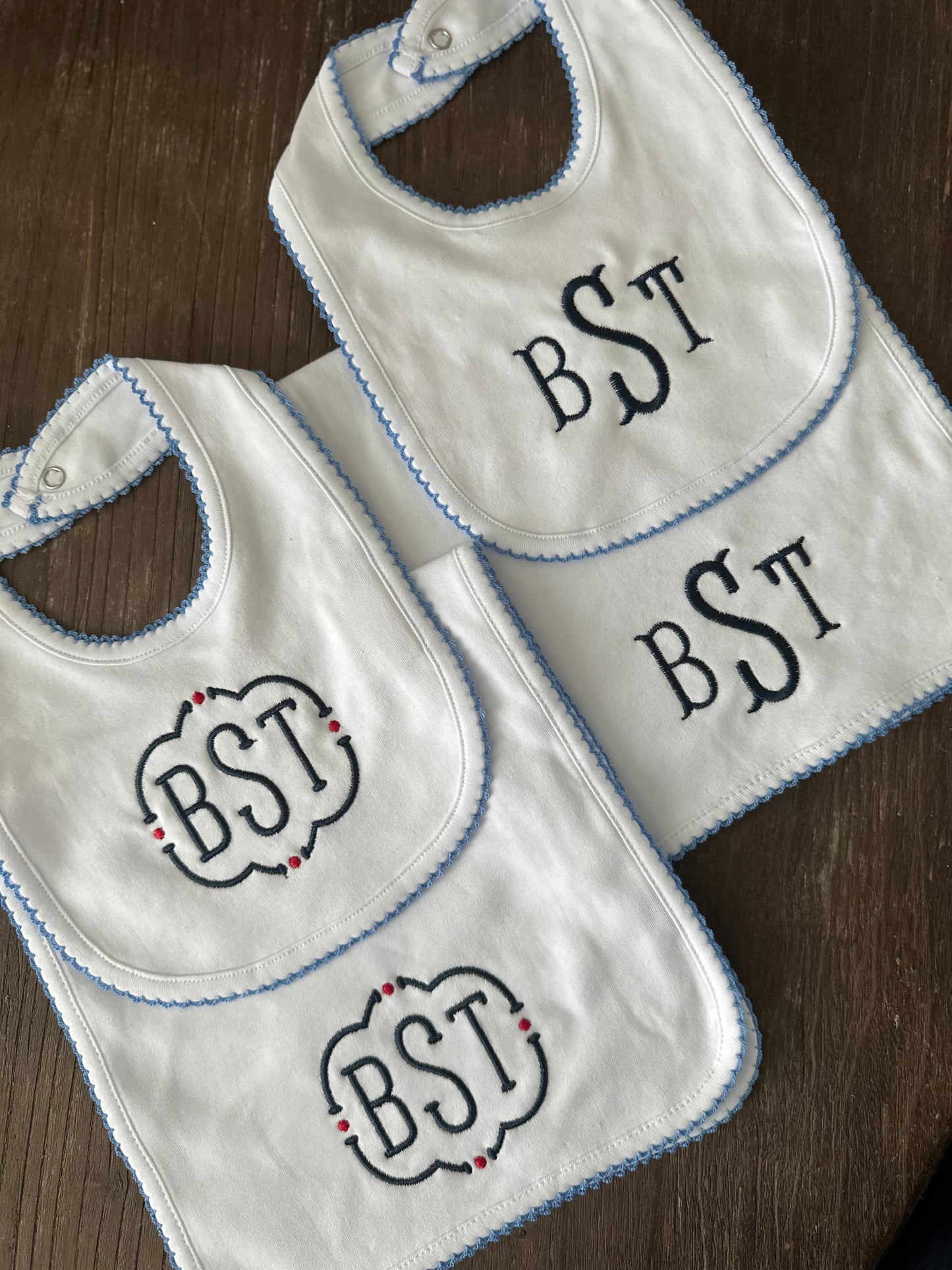 Picot Bib & Burp Cloth Bundle