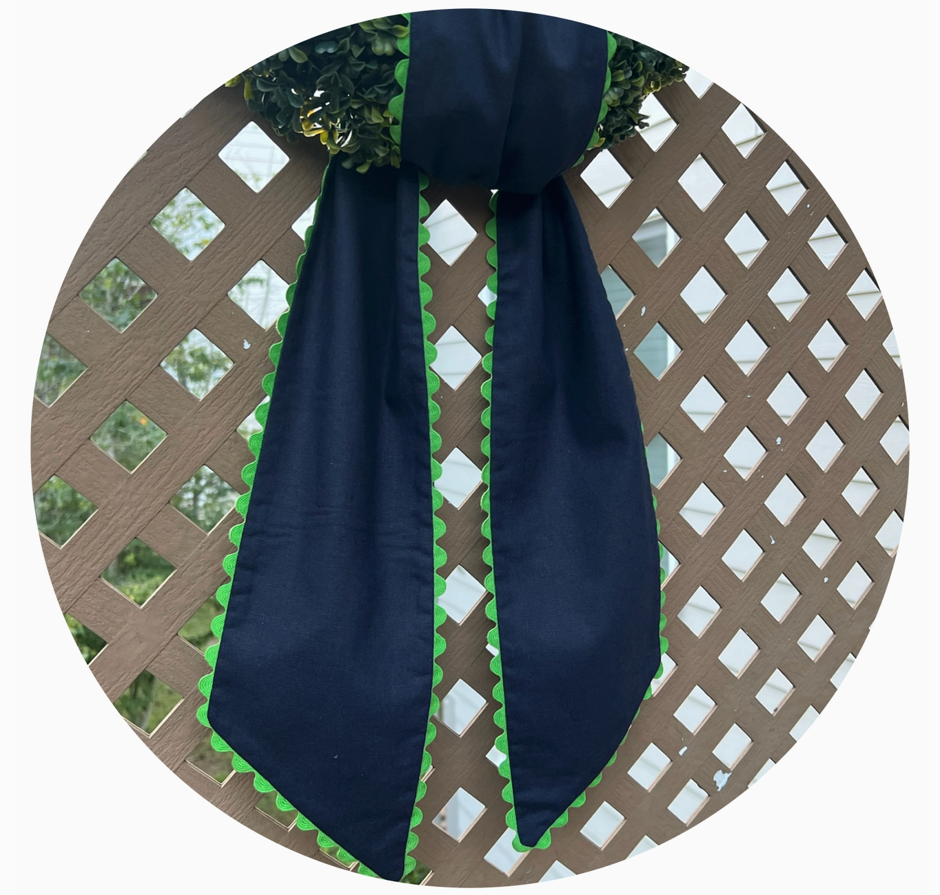 Linen Wreath Sash with Trim