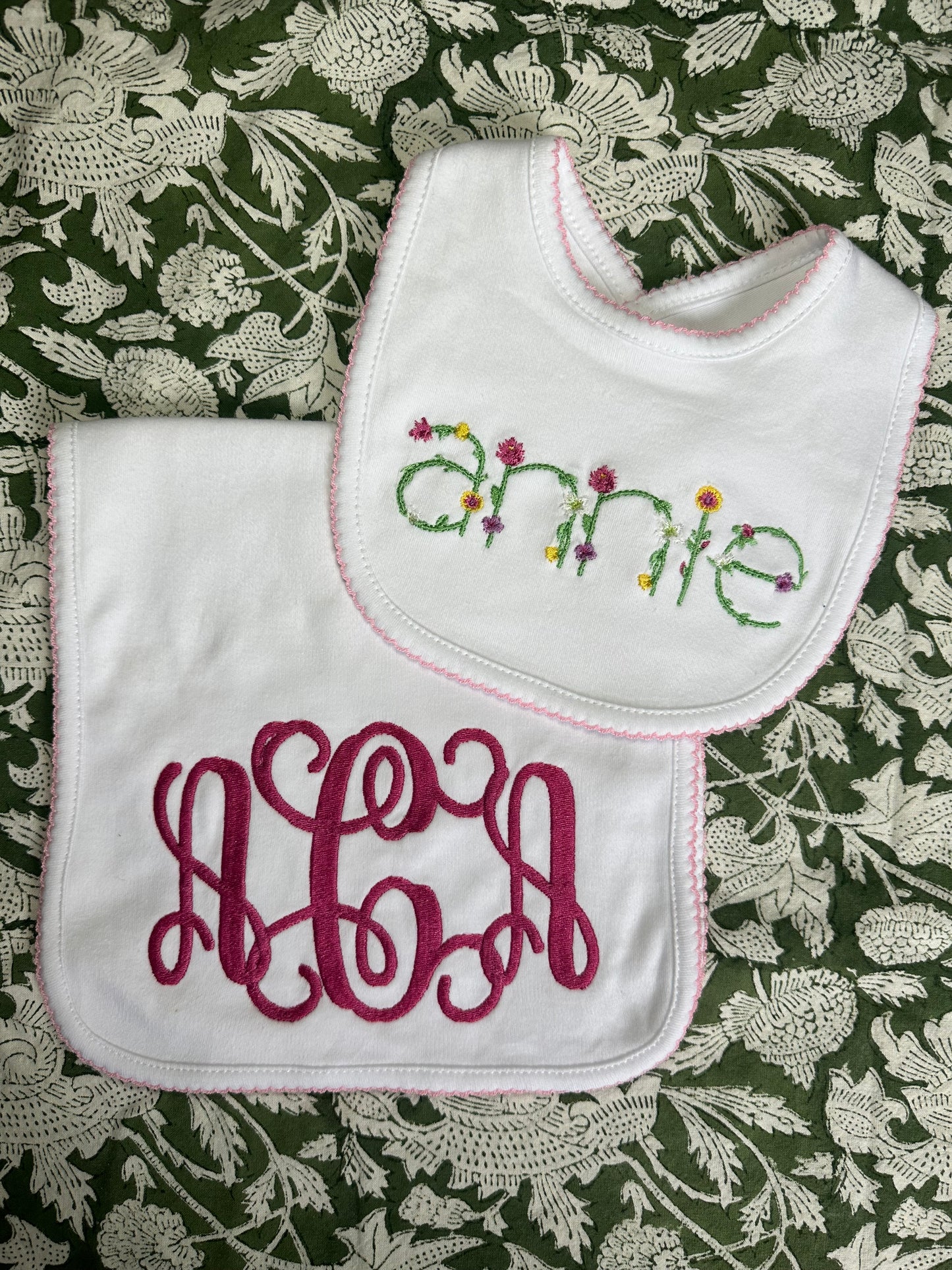 Picot Bib & Burp Cloth Bundle