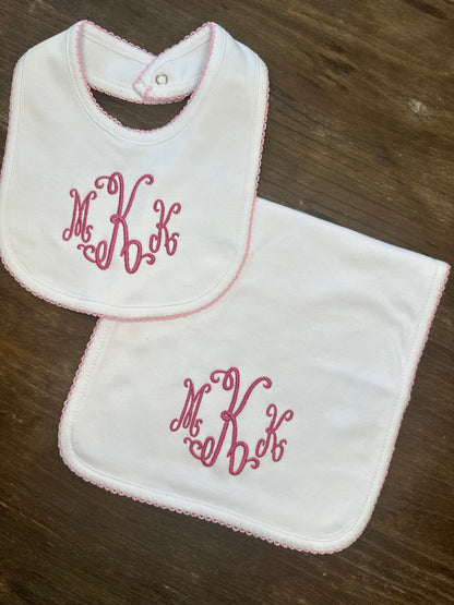 Picot Bib & Burp Cloth Bundle